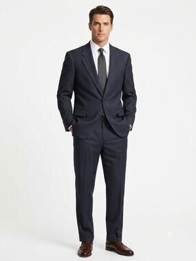 VTG Christian Dior Le Connaisseur 2 PC Suit Mens 47L Charcoal Grey Plaid Lined